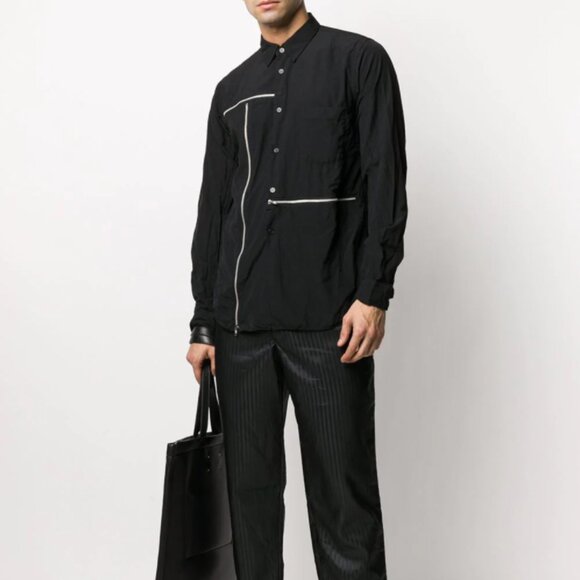 BNWT AW20 COMME DES GARCONS BLACK ZIP DETAIL SHIRT S - Picture 14 of 14